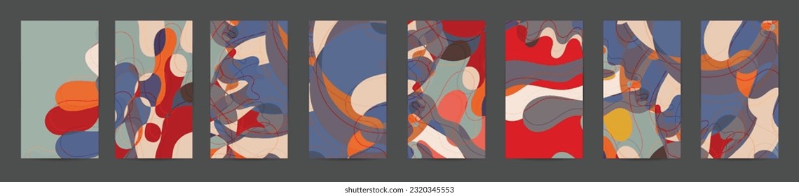 Abstract vector social media backdrop border with multicolored wire frame  geometric shapes. Futuristic design. 3D science model digital technology concept. Retro colored art.