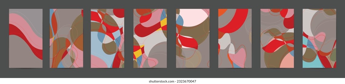 Abstract vector social media backdrop border with multicolored wire frame  geometric shapes. Futuristic design. 3D science model digital technology concept. Retro colored art.