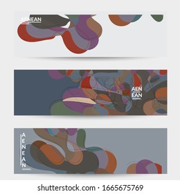 Abstrakter Vektorillustration-Banner mit künstlerischem Terrazzo-Muster von gewellten geometrischen abstrakten Formen und Linien in erdigen natürlichen organischen Farben.Minimale moderne Design-Kunstgrafik.