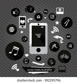 abstract vector social media illustration with modern icons
