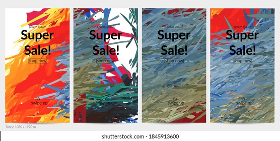 Abstrakter, Vektorhintergrund in sozialen Medien mit bunten, federförmigen Formen. Helle, mehrfarbige, dimensionale künstlerische Promotion-Vorlage. Pinselstrich Aquarellfarben digitale Farbdesign-Elemente.