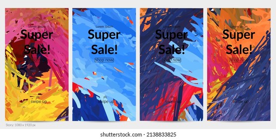 Abstrakter, Vektorhintergrund in sozialen Medien mit bunten, federförmigen Formen. Helle, mehrfarbige, dimensionale künstlerische Promotion-Vorlage. Pinselstrich Aquarellfarben digitale Farbdesign-Elemente.