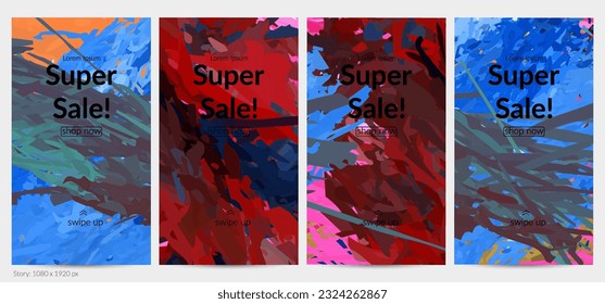 Resumen vectorial del fondo de un post en medios sociales con coloridas formas en capas de plumas. Plantilla de promoción artística multidimensional brillante. Pintura digital de color de agua de pinturas de pincel.