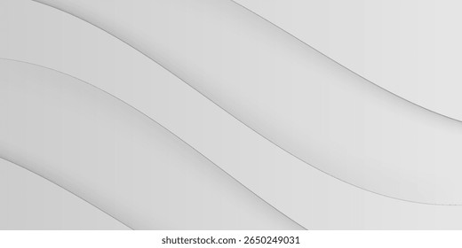 Abstract vector with soft, curved grey waves and a light gradient background. Elegant and minimalist design ideal for professional, tech, or corporate uses.