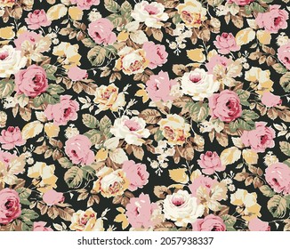 abstract vector solid flowers arrangement with solid background, all over design for textile printing factory