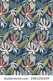 abstract vector solid flowers arrangement with solid background, all over design for textile printing factory
