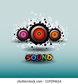 Abstract vector sound speakers with SOUND sign