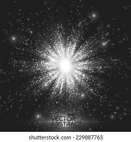 Abstract vector space background. Explosion of glowing particles. Futuristic technology style. Elegant background for business presentations or gift cards.EPS10