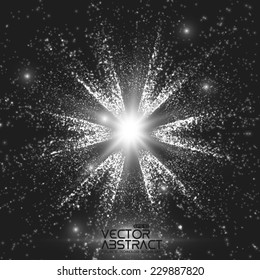Abstract vector space background. Explosion of glowing particles. Futuristic technology style. Elegant background for business presentations or gift cards.EPS10