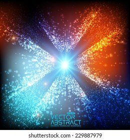 Abstract vector space background. Explosion of glowing particles. Futuristic technology style. Elegant background for business presentations or gift cards.EPS10