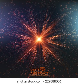 Abstract vector space background. Explosion of glowing particles. Futuristic technology style. Elegant background for business presentations or gift cards.EPS10