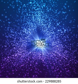 Abstract vector space background. Explosion of glowing particles. Futuristic technology style. Elegant background for business presentations or gift cards.EPS10
