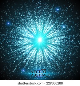 Abstract vector space background. Explosion of glowing particles. Futuristic technology style. Elegant background for business presentations or gift cards.EPS10