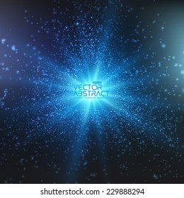 Abstract vector space background. Explosion of glowing particles. Futuristic technology style. Elegant background for business presentations or gift cards.EPS10