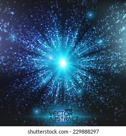 Abstract vector space background. Explosion of glowing particles. Futuristic technology style. Elegant background for business presentations or gift cards.EPS10