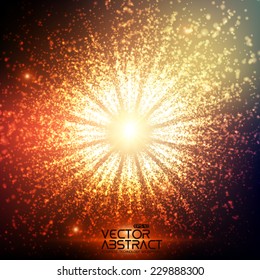 Abstract vector space background. Explosion of glowing particles. Futuristic technology style. Elegant background for business presentations or gift cards.EPS10