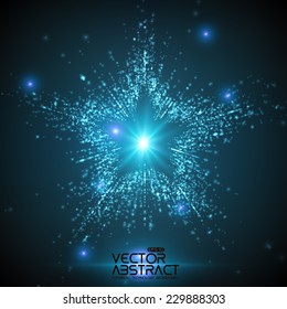 Abstract vector space background. Explosion of glowing particles. Christmas star. Futuristic technology style. Elegant background for business presentations or gift cards.EPS10