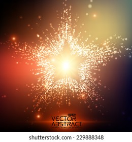 Abstract vector space background. Explosion of glowing particles. Christmas star. Futuristic technology style. Elegant background for business presentations or gift cards.EPS10