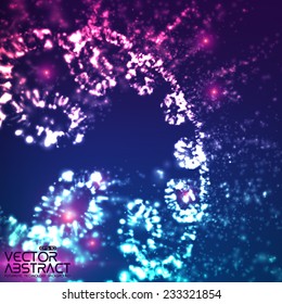 Abstract vector space background. Explosion of glowing particles and light rays. Futuristic technology style. Elegant background for business presentations or gift cards.EPS10