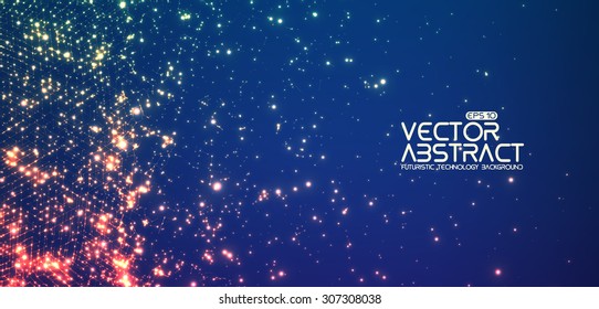 Abstract vector space background. Explosion of glowing particles. Futuristic technology style. Elegant background for business presentations.