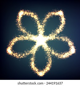 Abstract vector space background. Flower of glowing particles and light rays. Futuristic technology style. Elegant background for business presentations or gift cards.EPS10