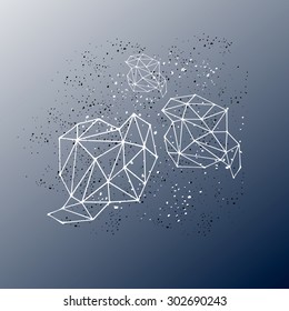 Abstract vector space background. Hand drawn geometrical elements with dots editable.
