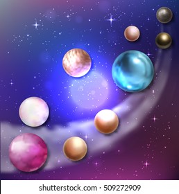 Abstract vector space background. Parade of the planets