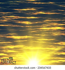 Abstract vector space background. Threads of glowing particles and light rays. Futuristic technology style. Elegant background for business presentations or gift cards.EPS10