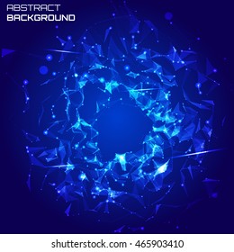 Abstract vector space light background. Futuristic technology style. Polygonal techno background. Cybernetic dots, creative banner.