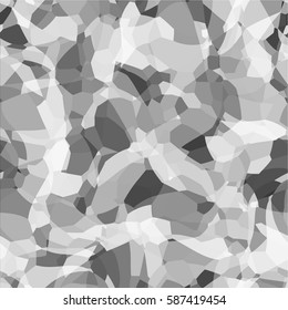 Abstract vector space monochrome background. Chaotically fluid connected points and polygons debris flying in space. Futuristic technology style. Elegant background for business presentations.