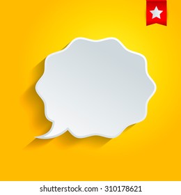Abstract vector speech bubble on the yellow background. 
