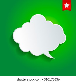 Abstract vector speech bubble on the green background. 