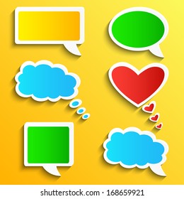 Abstract vector speech bubbles set on yellow background - eps10