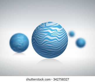 Abstract Vector Sphere from Blue Waves. Creative Round Concept