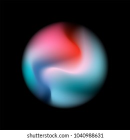 Abstract vector sphere colorful gradient blur smooth wavy flowing isolated on black background. For design element, technology, science concept.
