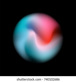 Abstract vector sphere with colorful smooth wavy flowing in circle isolated on black background. For design element, technology science background concept.