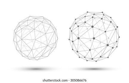 Abstract vector sphere. Connection Structure. Geometric Modern Technology Concept.