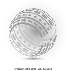 Abstract vector sphere. Grey and white lines background 