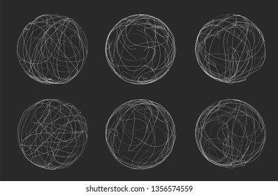 abstract vector sphere of lines and curves. set