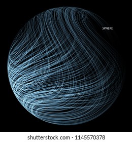 Abstract Vector Sphere Made Of Blue Lines. Abstract Technology Vector Illustration.