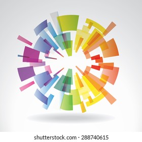 Abstract vector sphere from multi-colored elements