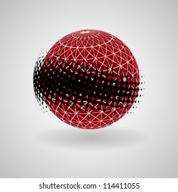 abstract vector sphere with triangles and halftone effect