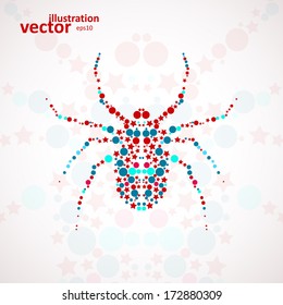 Abstract vector spider cartoon, colorful art illustration eps10