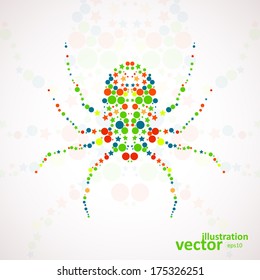 Abstract vector spider cartoon, colorful art illustration eps10
