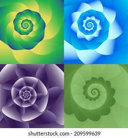 Abstract vector spiral background. Set.