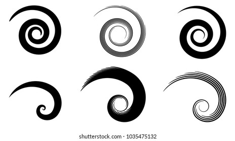 Abstract vector spiral elements, radial geometric striped patterns