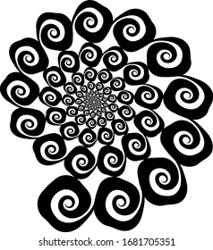 Abstract vector spiral shape on a white background. Isolated spiral, template for design, hypnotic effect. Eps 10.