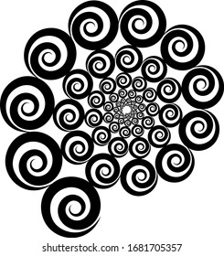 Abstract vector spiral shape on a white background. Isolated spiral, template for design, hypnotic effect. Eps 10.