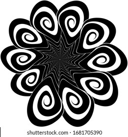 Abstrakte spiralförmige Vektorillustration auf weißem Hintergrund. Isolierte Spirale, Vorlage für Design, hypnotische Wirkung. EPS10.