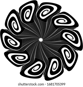 Abstract vector spiral shape on a white background. Isolated spiral, template for design, hypnotic effect. Eps 10.